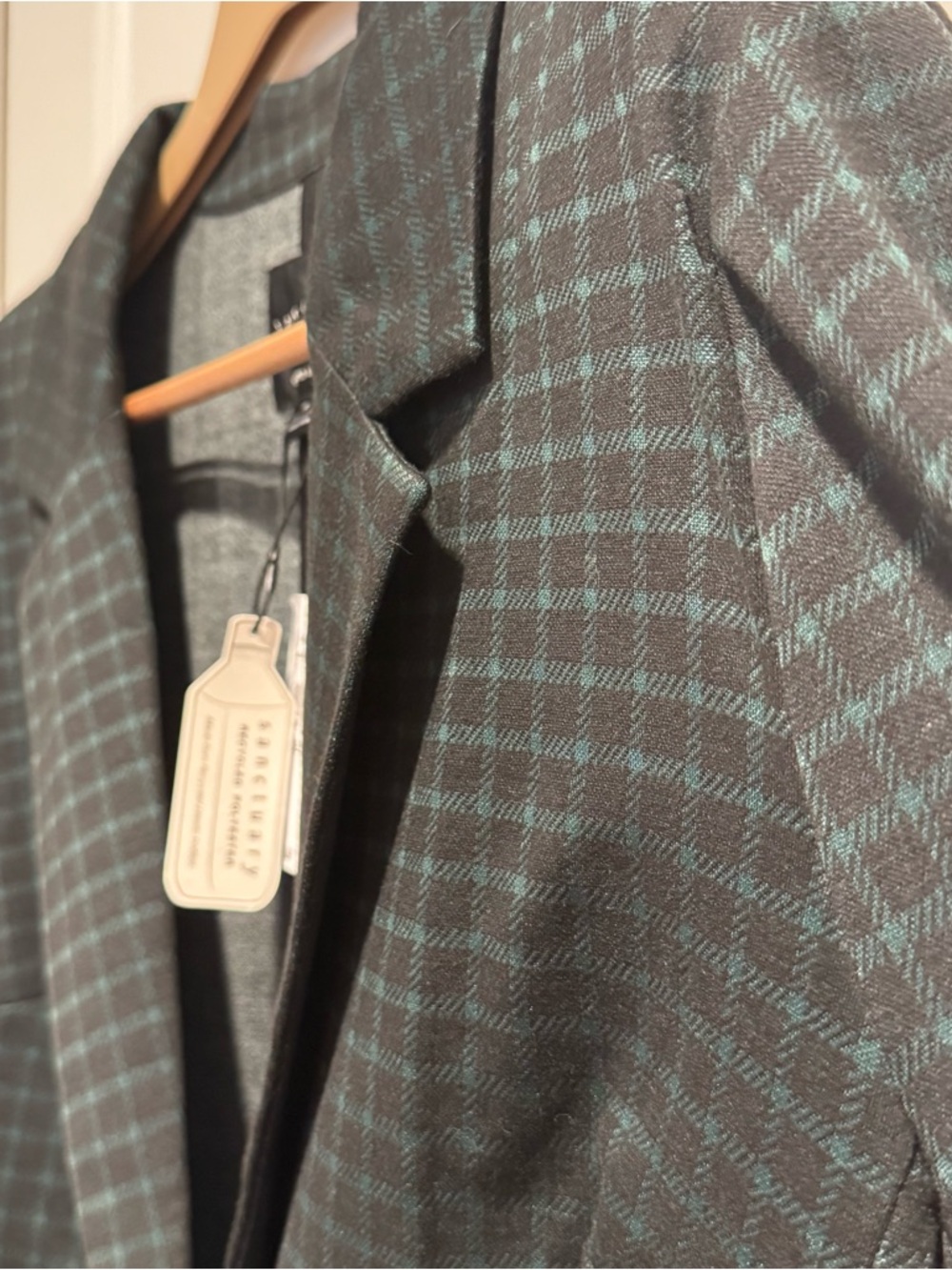 Sanctuary Black and Green Plaid Blazer - Picture 2 of 4